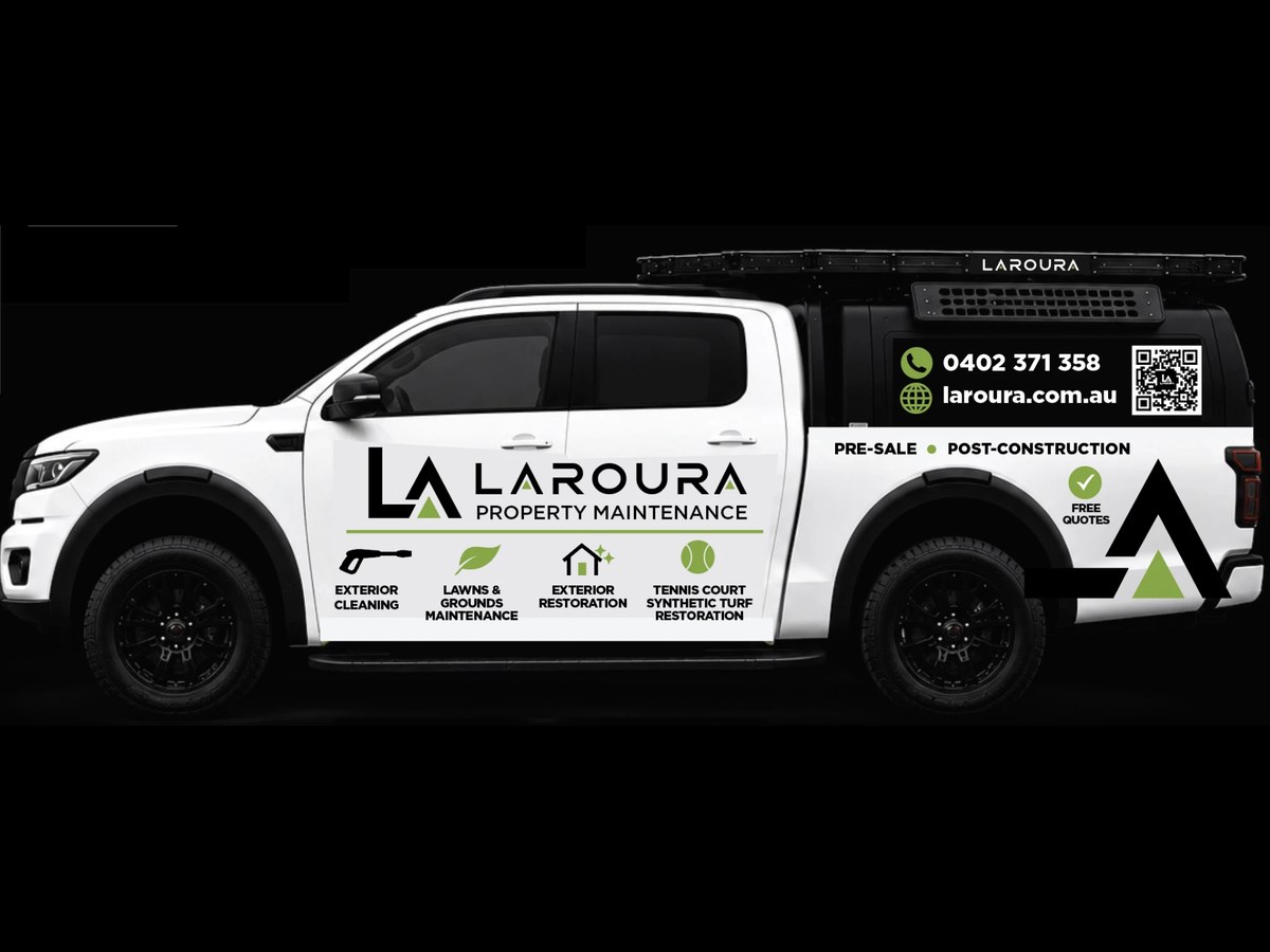 Laroura Property Maintenance vehicle wrap, finished print-ready artwork