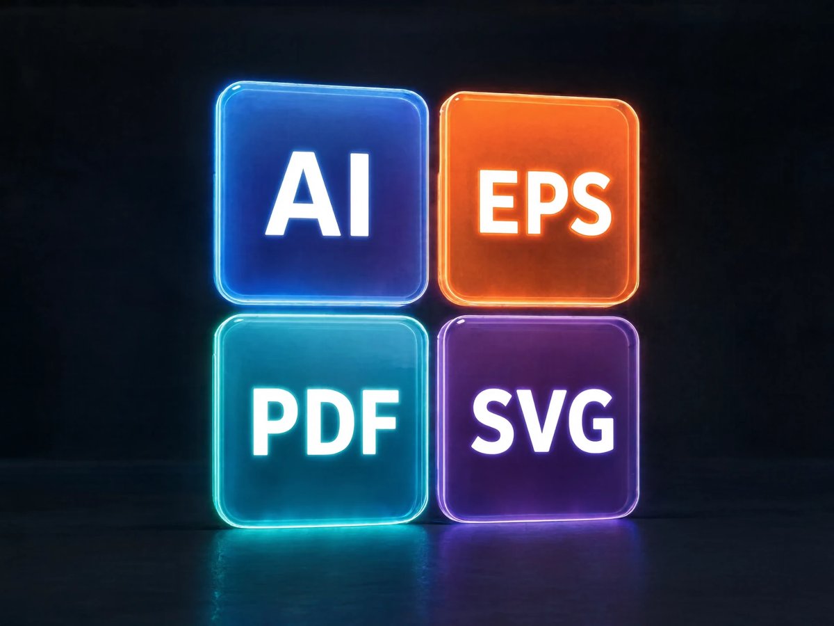 AI, EPS, PDF and SVG vector file format icons, the four formats delivered with every order